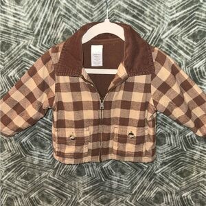 Gymboree Plaid Brown and Tan Zip Up Jacket